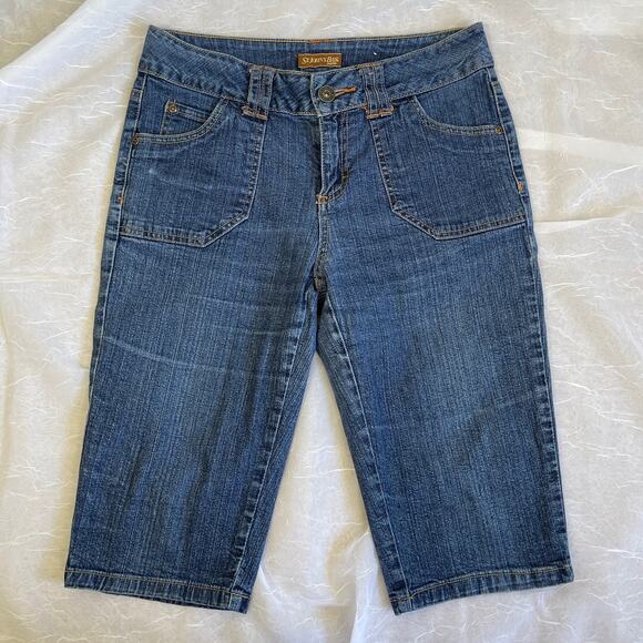 🌞 VTG Y2K St. John’s Bay Denim Bermuda Shorts Blue Jeans Capri Size 8P Petite - Picture 1 of 16